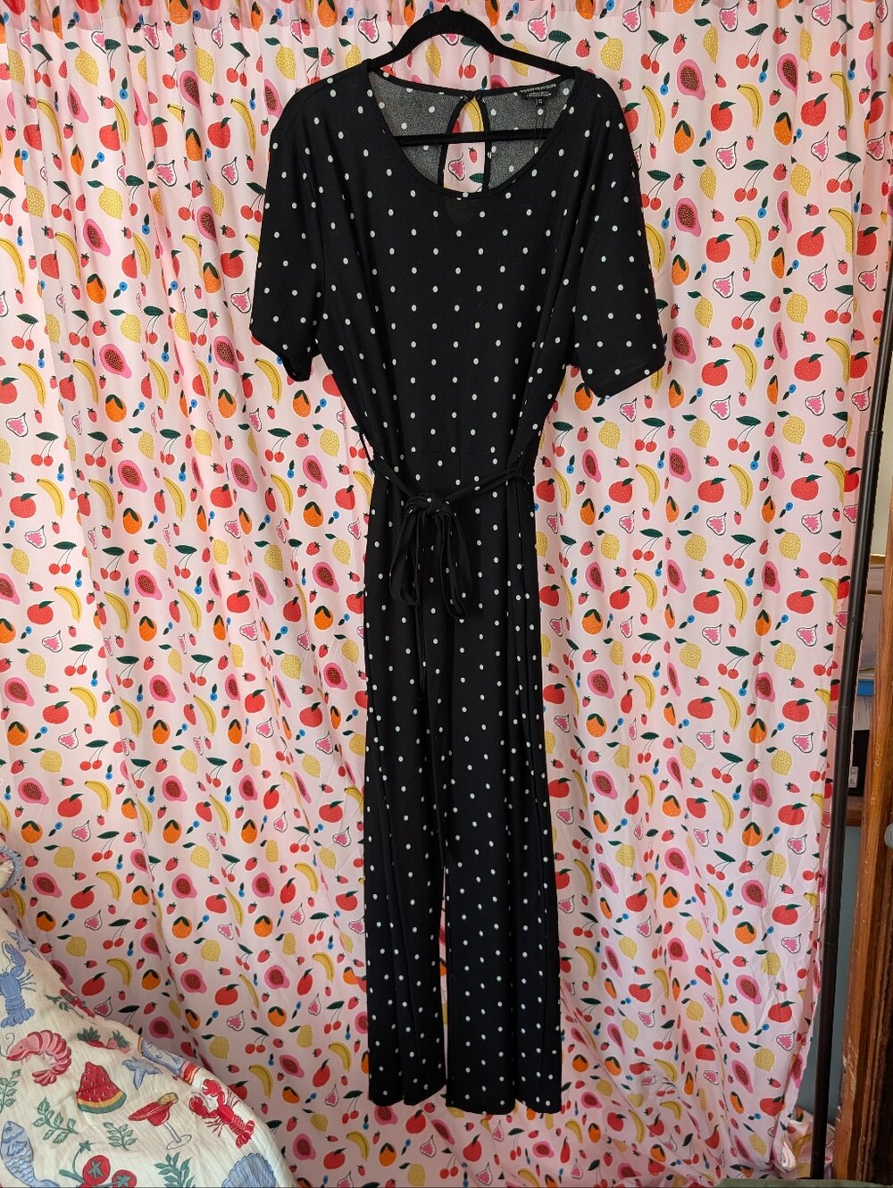 Cute Black Polka Dot Wide-Leg Jumpsuit